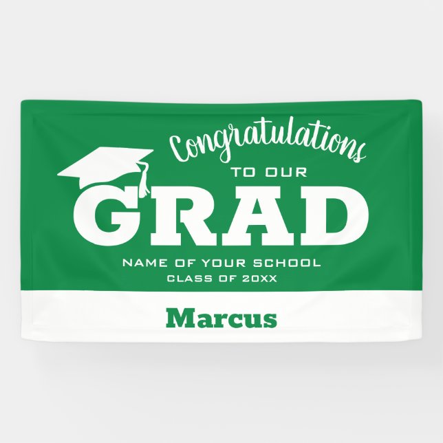 Modern Congratulations Grad Green Banner (Horizontal)