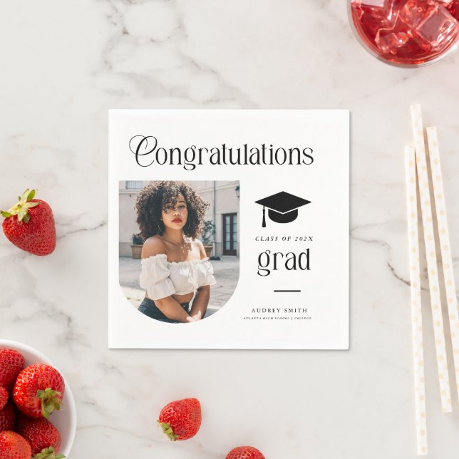 Modern Congratulations Grad Photo Graduation Arch Napkin (Insitu)