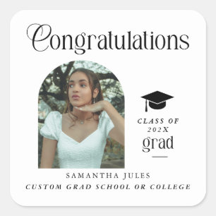 Modern Congratulations Grad Photo Graduation Arch Square Sticker