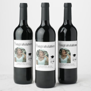 Modern Congratulations Grad Photo Graduation Arch Wine Label