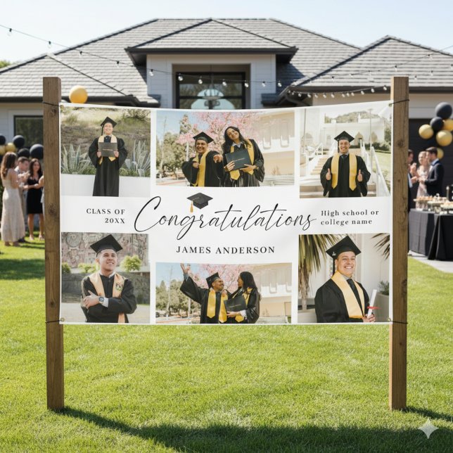 Modern Congratulations Graduate 7 Photo Collage Banner (Creator Uploaded)