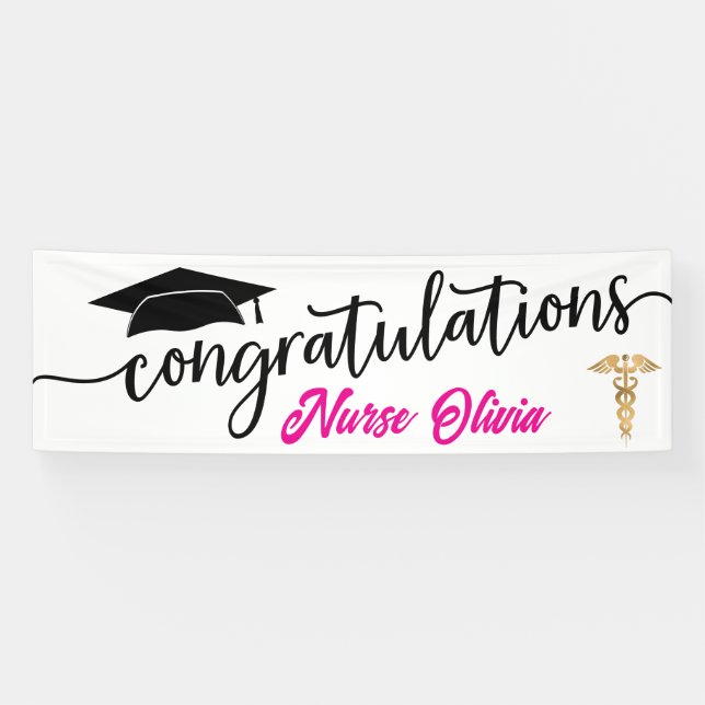Modern Congratulations Graduation Medical Nurse Banner (Horizontal)