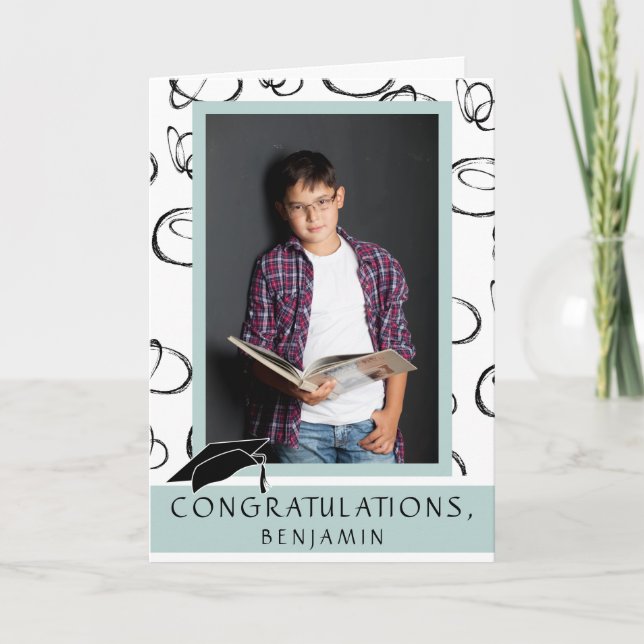 Modern Congratulations Graduation Photo Card (Front)