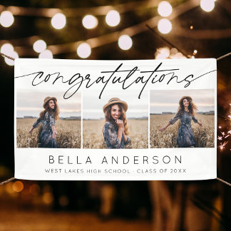 Modern Congratulations Graduation Script 3 Photo Banner