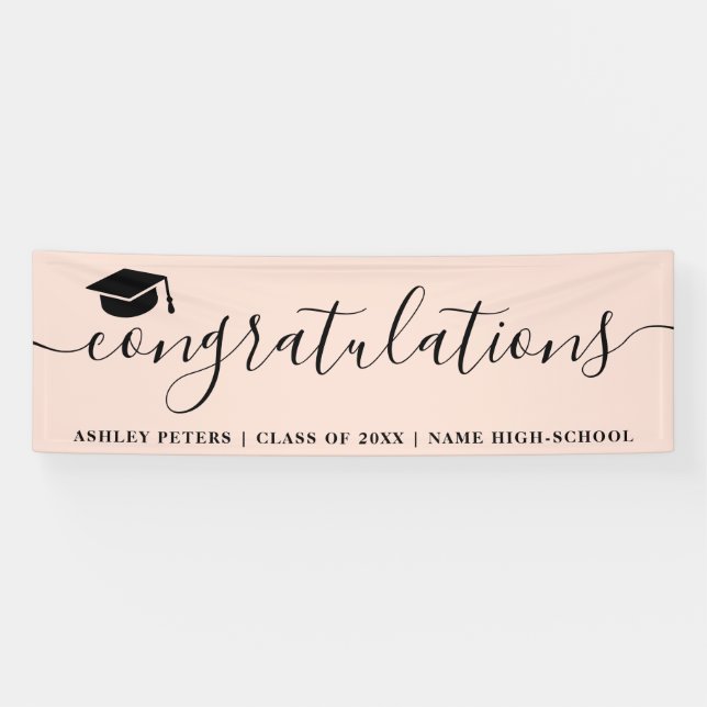Modern congratulations script cap topper pink banner (Horizontal)