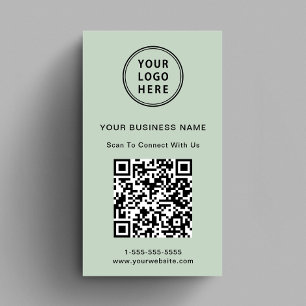 Modern Connect With Us Logo QR Code Sage Business Card