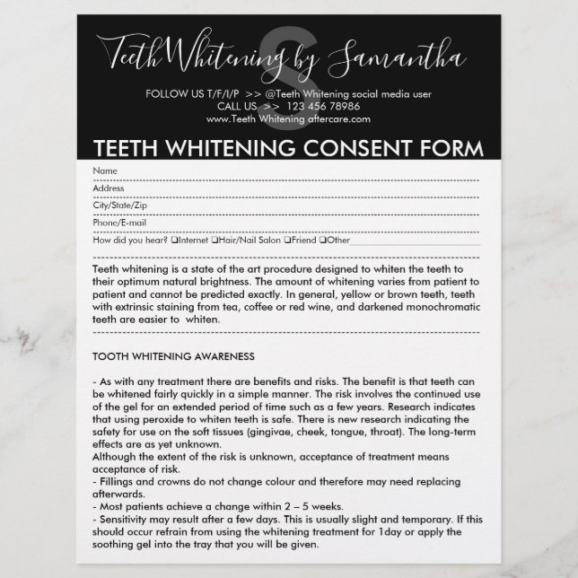 Modern Consent Budget Form Teeth Whitening Flyer (Front)