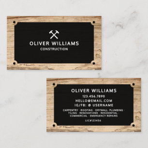 Modern Construction Contractor Builder Wood  Business Card