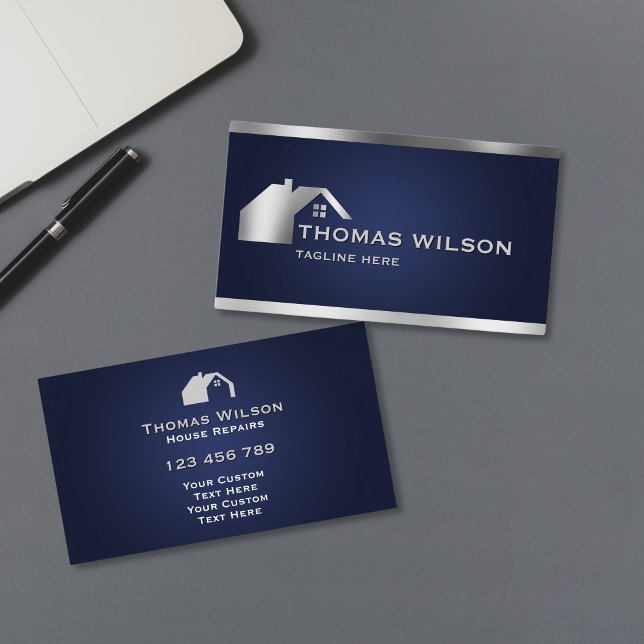 Modern Construction Handyman Carpenter Roof Gold Business Card (Creator Uploaded)