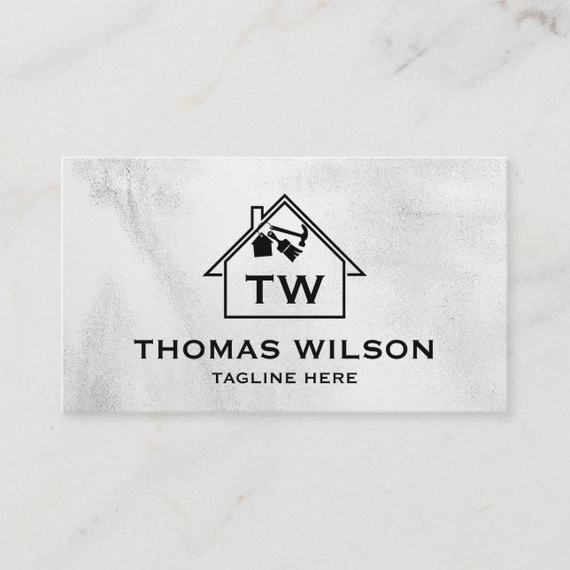 Modern Construction Handyman Carpenter Tools Busin Business Card (Front)