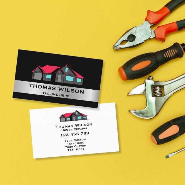 Modern Construction Handyman Carpenter Tools Busin Business Card (Creator Uploaded)