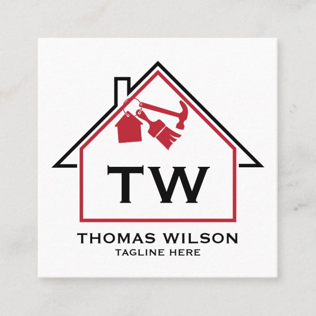 Modern Construction Handyman Carpenter Tools Busin Square Business Card (Front)