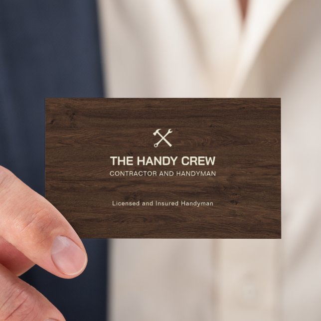 Modern Construction Handyman Carpenter Tools Wood  Business Card (Creator Uploaded)