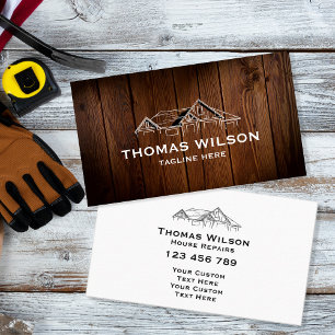 Modern Construction Handyman Carpenter Tools Wood Business Card