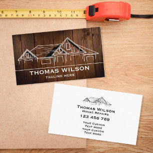 Modern Construction Handyman Carpenter Tools Wood Business Card