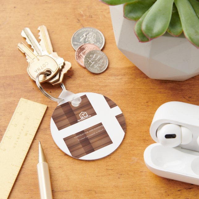 Modern Construction Handyman Carpenter Tools Wood  Key Ring (Desk)