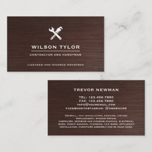 Modern Construction Handyman Tools Wood Business Card