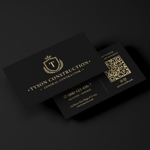 Modern Construction Logo General Contractor Black Business Card