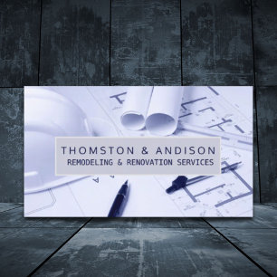 Modern Construction Remodeling Builder Contractor Business Card