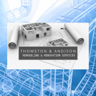 Modern Construction Renovation Builder Contractor  Business Card