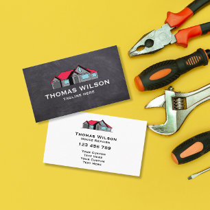 Modern Construction Repair Handyman Carpenter Business Card