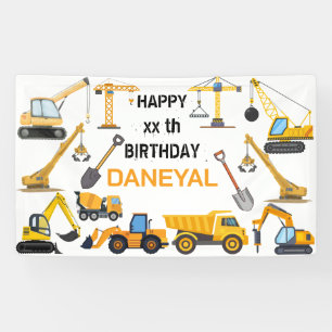 Modern Construction Simple Kid's Birthday Banner