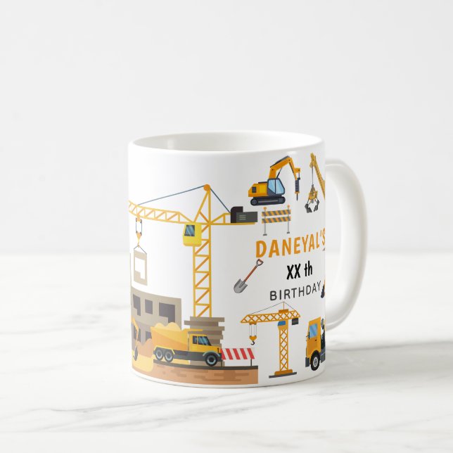 Modern Construction Simple Kid's Birthday Coffee Mug (Front Right)