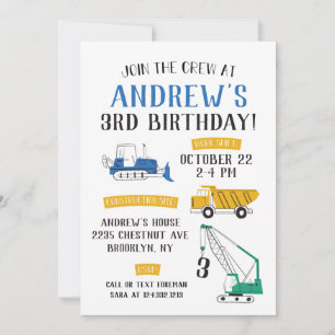 Modern Construction Site Birthday Invitation