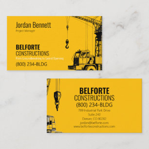 Modern Construction Yellow & Crane Design Business Card