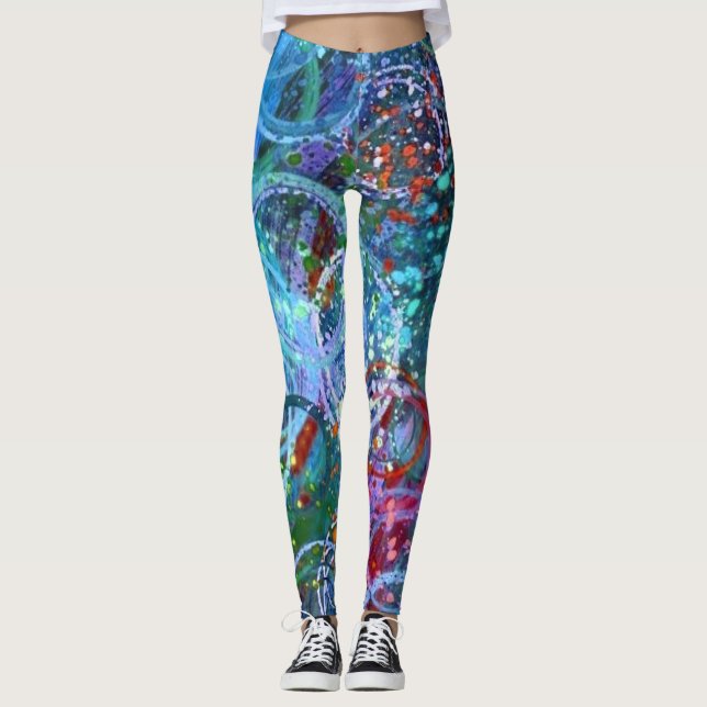 Modern Contemporary Abstract Art Leggings (Front)