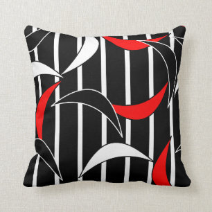Modern Contemporary Abstract Black Red Pattern Cushion