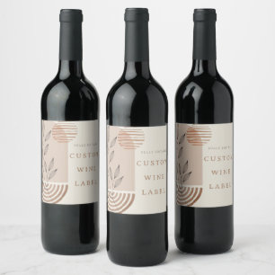 Modern Contemporary Abstract Boho  Wine Label