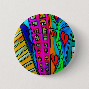 Modern Contemporary Art Drawing Graffiti Abstract 6 Cm Round Badge