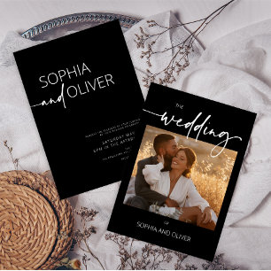 Modern Contemporary Black and White Wedding Invitation