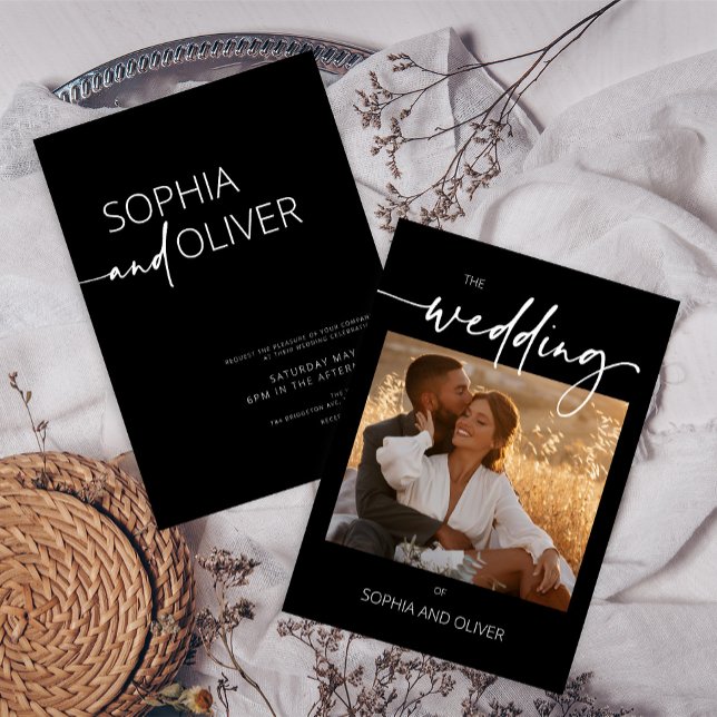 Modern Contemporary Black and White Wedding Invitation (Creator Uploaded)