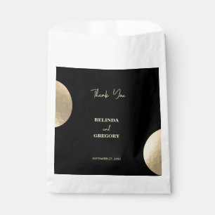 Modern Contemporary Black & Gold Abstract Wedding Favour Bag