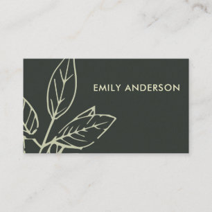 MODERN CONTEMPORARY BLACK RUST BROWN LEAVES BUSINESS CARD