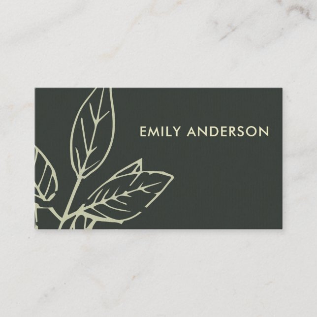 MODERN CONTEMPORARY BLACK RUST BROWN LEAVES BUSINESS CARD (Front)