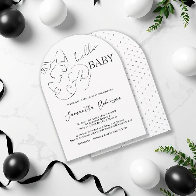 Modern Contemporary Black White Baby Shower Invitation (Creator Uploaded)