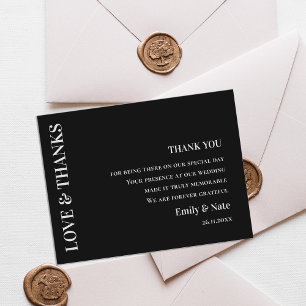 Modern Contemporary Black White Wedding Thank You Postcard