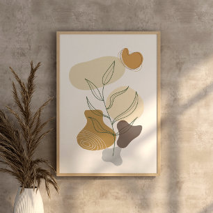 Modern contemporary boho chic abstract art Wall  Poster