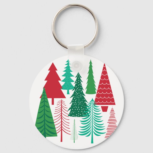 modern contemporary Christmas trees Key Ring (Front)