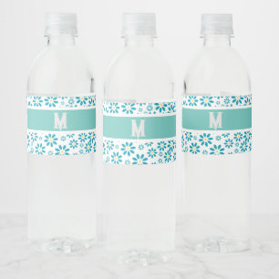 Modern Contemporary Daisy Flower Initial Water Bottle Label