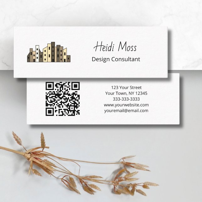 Modern Contemporary Design Consultant QR code  Mini Business Card (Creator Uploaded)