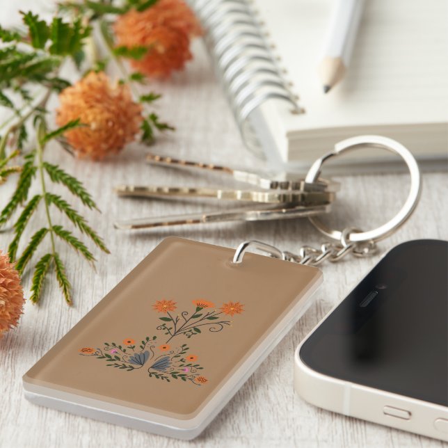 Modern Contemporary Floral Acrylic Keychain (Front Right)