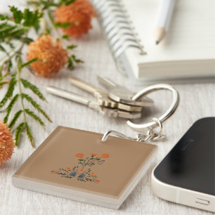 Modern Contemporary Floral Key Ring
