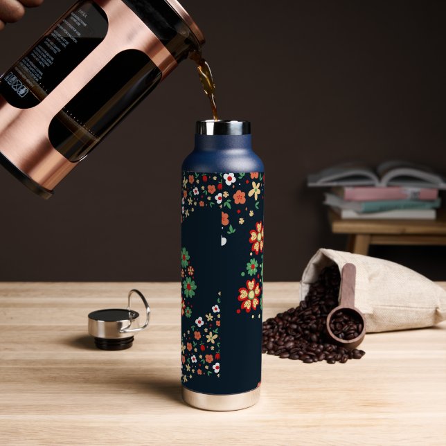 Modern Contemporary Floral Water Bottle (Coffee)