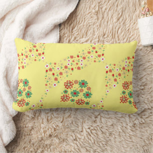 Modern Contemporary Floral  Yellow Lumbar  Pillow