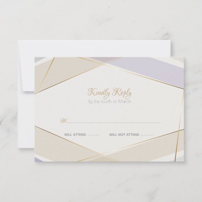 Modern Contemporary Geometric Mushroom Violet RSVP Card (Front)