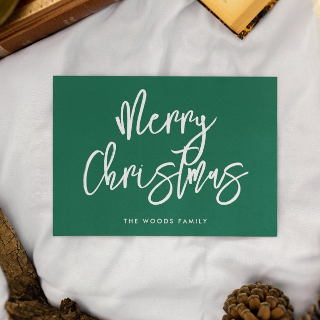Modern Contemporary Green Merry Christmas Holiday Card (Creator Uploaded)